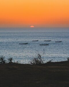 Coucher de soleil sur la plage des Almadies à Dakar